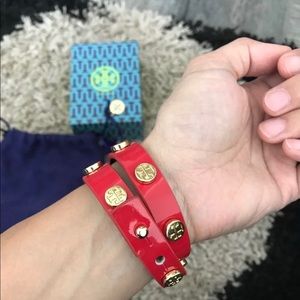 NWOT Tory Burch Red Leather Bracelet